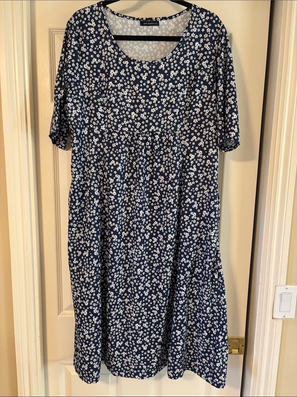Just Fashion Now Navy and White Floral Midi Dress
